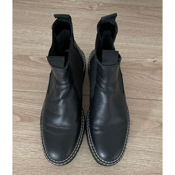 Dolce Vita Chelsea Boots Women 6.5 Black Leather Lug Sole Ankle‎ Pull On Chunky - Picture 5 of 7